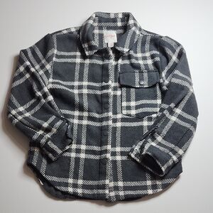Cat & Jack Kids Plaid Button Down Shirt - Black and White